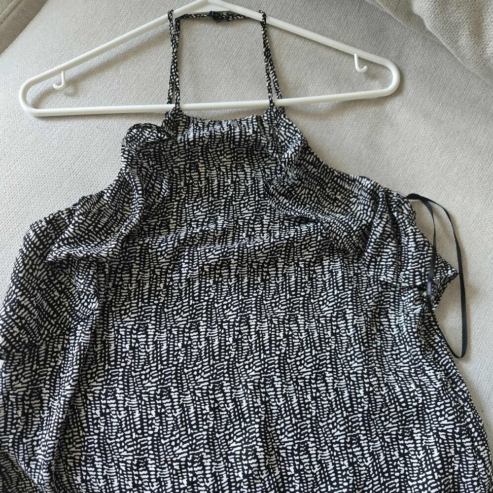 Black and white halter top with ruffles